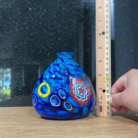 Beautiful Murano Glass Blue Multicolor Small Vase - Picture 7 of 11